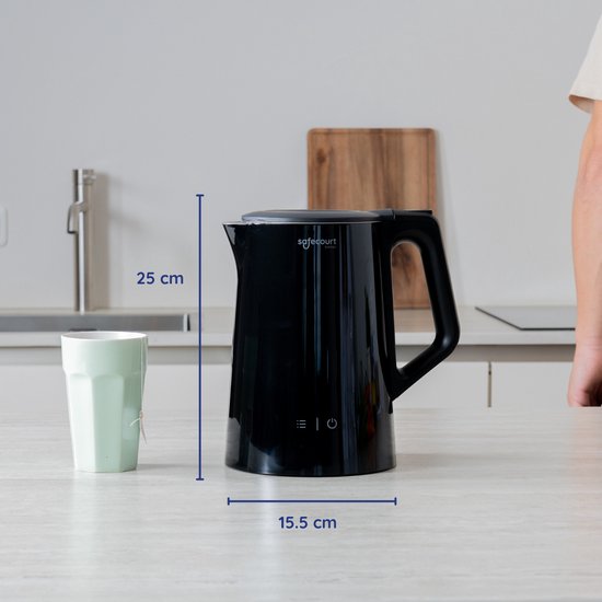 Safecourt Kitchen - Smart Wasserkocher - Warmhaltefunktion - 5 Temperatureinstellungen - 1,7 L - Schwarz
