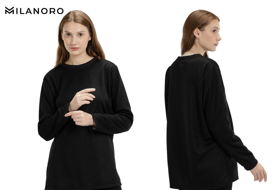 Milanoro kuschelige Fleece-Tunika - Schwarz - XXL
