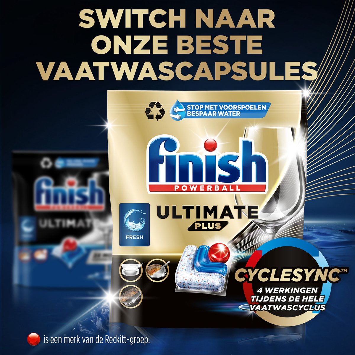 Finish Ultimate Plus All in One Geschirrspüler Tabletten Regular - 47 Kapseln - 15,5 x 11 x 9 cm - Weiß/Blau