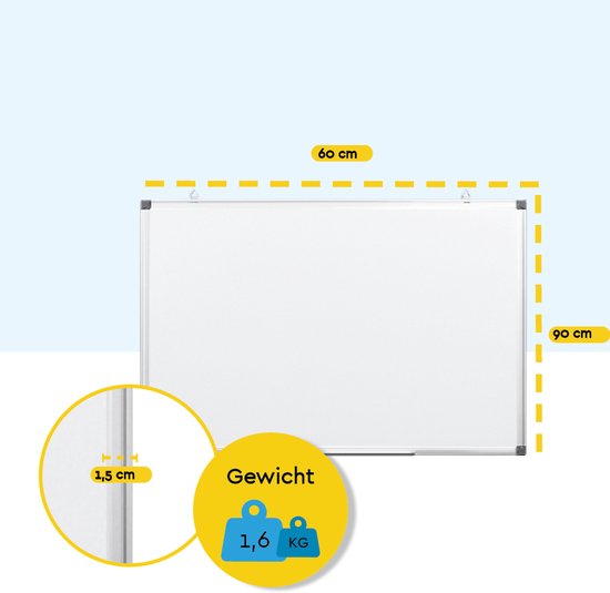 BRASQ Whiteboard 60x90 cm magnetisch - mit Zubehörset (Marker, Radiergummi, Magnete) - Tafel - Magnetische Tafel - Weiß