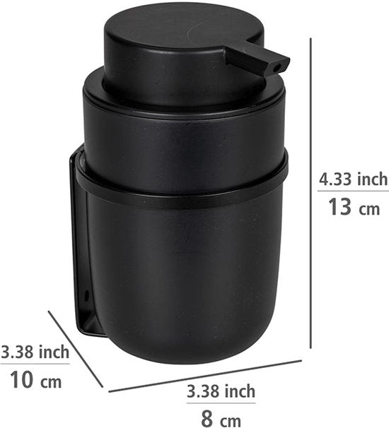 Wenko Selbstklebender Wand-Seifenspender – Schwarz – 250 ml
