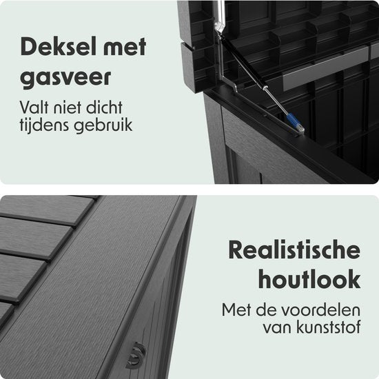 LifeGoods Aufbewahrungsbox - 870L - Kissenbox - Wasserdicht - Garten-Kissenbox - Rostfrei - Gartenbox - 146.5x81.5x85.6 cm - Schwarz