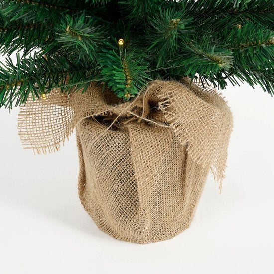 Black Box Trees Gerlos Kunstweihnachtsbaum mit Beleuchtung – Kunstbaum H 90 x T 41 cm – Kunstweihnachtsbaum im Jutesack – Weihnachtsdekoration für den Innenbereich – 108 Zweige – Grün