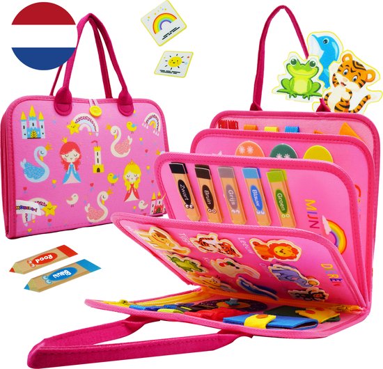 MontiPlay® Montessori-Spielzeug – Sensorisches Spielzeug – Busy Board – Montessori-Aktivitätsbuch – Lernspielzeug – Reisespielzeug – Aktivitätsbrett – Sensomotorisches Spielzeug – Spielzeug für das Auto
