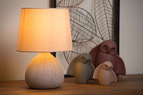 Lucide RAMZI Tischleuchte - Ã˜ 18 cm - 1xE14 - Beige