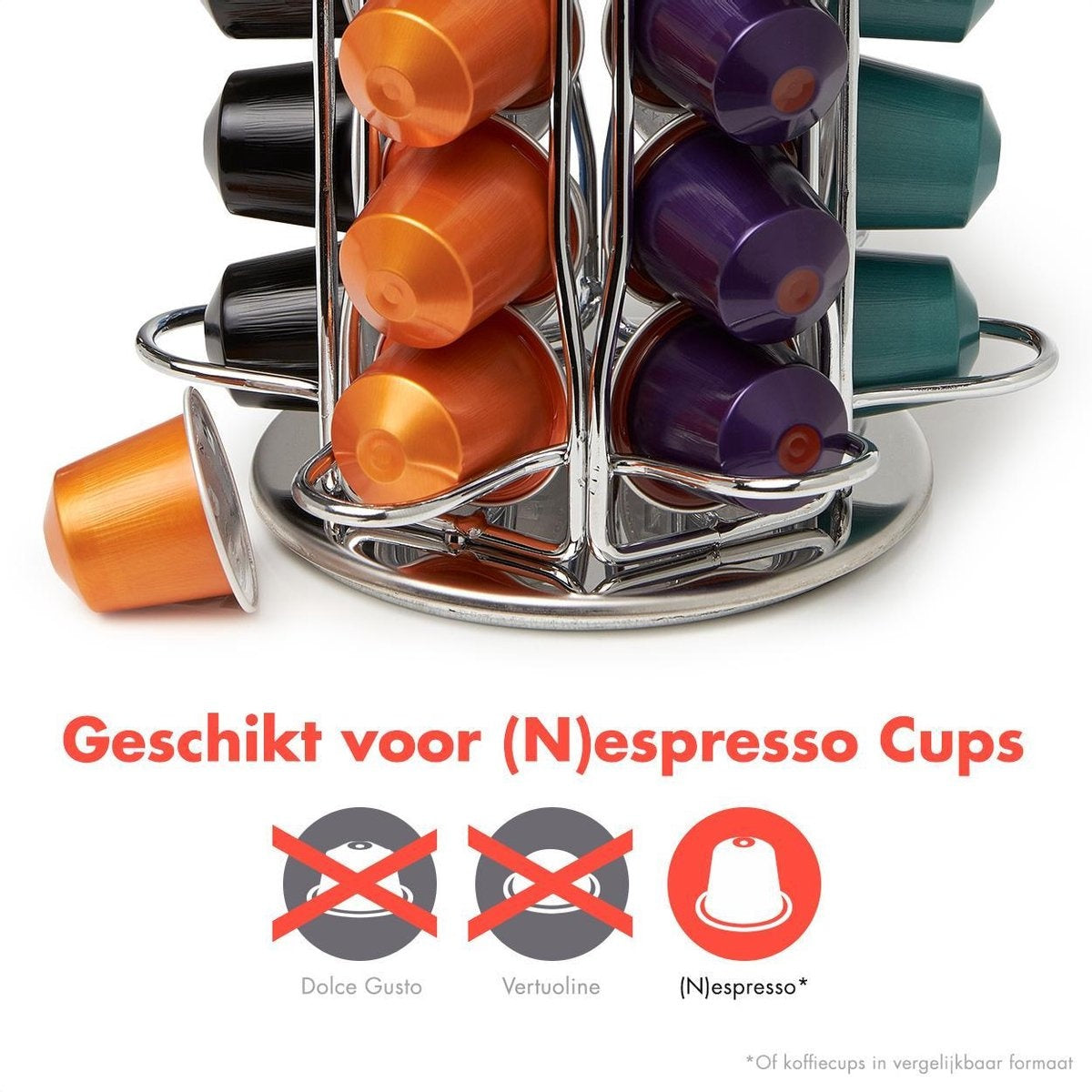 KitchenBrothers Kapselhalter - Nespresso - 42 Kapseln - schwenkbar - Edelstahl