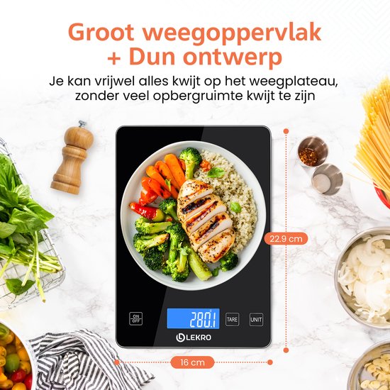 Digitale Präzisions-Küchenwaage – Küchenwaage – 1 g bis 15 kg – Tara-Funktion – Schwarz