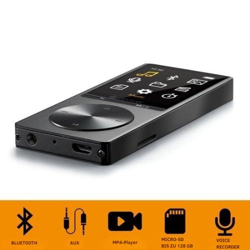 Denver - MP3 / MP4 Player inkl. Ohrhörer - Bluetooth - USB - bis zu 128GB - Sprachaufzeichnung - MP1820 - Schwarz