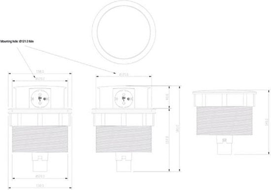 Perel Pop-Up Power Block mit 4 Steckdosen - geerdet