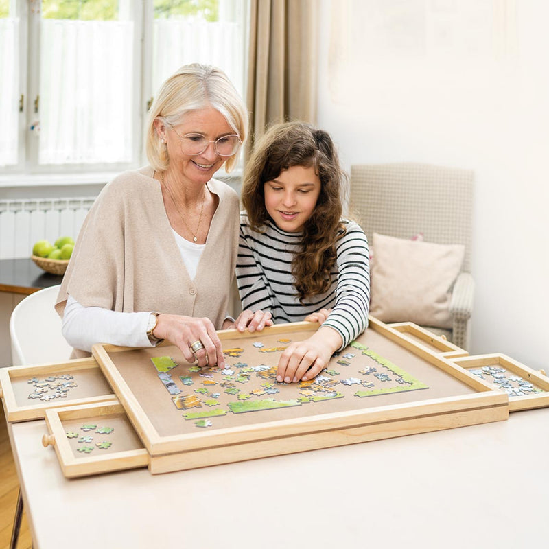 Puzzletisch aus Holz – 500 Teile – 4 ausziehbare Schubladen – 65 x 49 x 4,5 cm