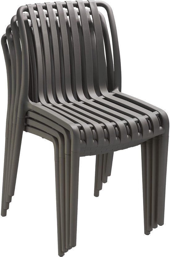 tectake® 4er Set Gartenstühle Alcudia - Anthrazit - Kunststoffstühle - Stapelbar - Stühle für Garten, Terrasse oder Balkon - Wetterfest und UV-beständig - Belastbarkeit 120kg pro Gartenstuhl