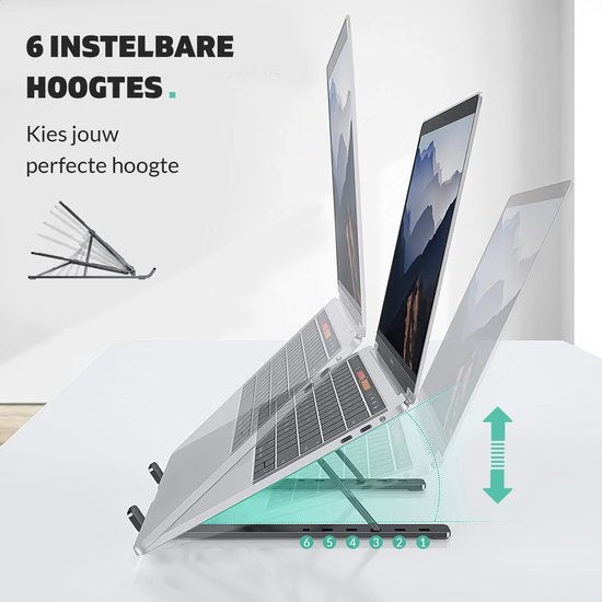 LURKÂ® Laptop-Ständer - Aluminium Laptop-Halterung - Verstellbar und klappbar - Ergonomisch - 6 Einstellwinkel