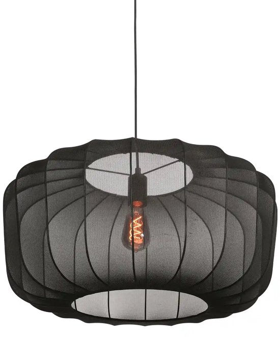 Anne Lighting – Hängeleuchte – Sable – schwarz – Leinen und Metall – Ø 60 cm – E27 – 4193ZW