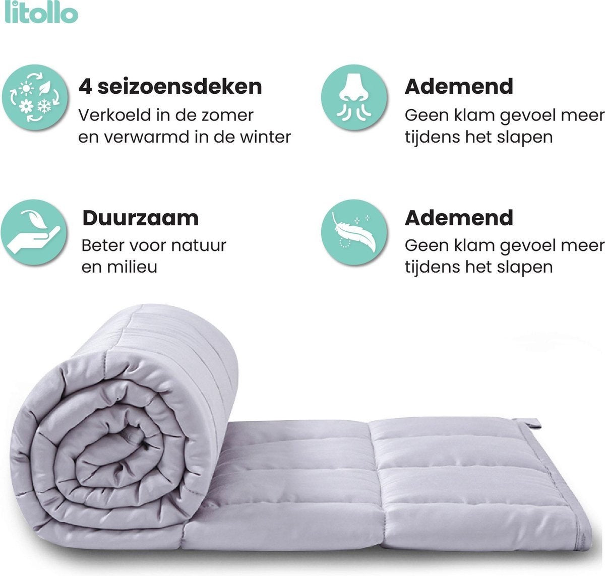 Litollo Dämpfungsdecke Kind 4,5 kg mit Tiermuster Outdoor-Bezug - Langlebiges Bambusmaterial - Grau - 100x150cm