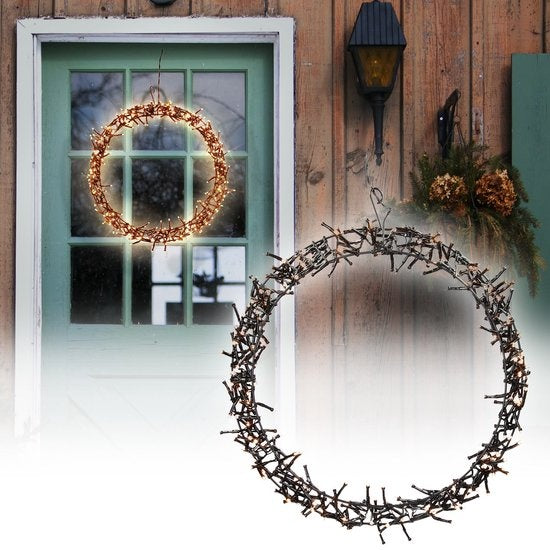 H&S - Weihnachtskranz - Ring - ˜38cm - 300led - Extra Warm White - 8 Einstellungen