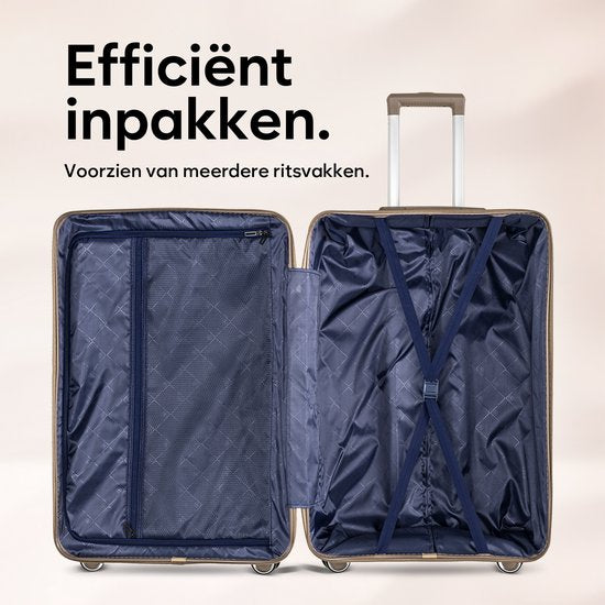 SKYCASES Travelin' Charm Handgepäck Koffer - 40L - Zahlenschloss - 35x21x54 cm - Leicht & Langlebig - Inklusive gratis Tasche - Champagner