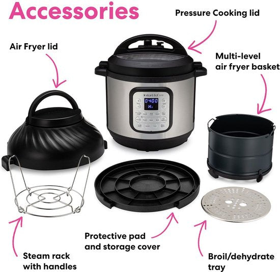 Instant Pot Duo Crisp 7,6 l Multikocher + Heißluftfritteuse – 11-in-1-Schnellkochtopf – Slow Cooker – Sous-vide – Heißluftfrittieren – Zwei-Deckel-System – Bis zu 8 Portionen