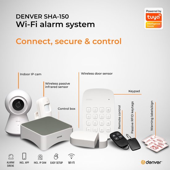 Denver SHA-150 - Smart Home Sicherheit - Smart Home Alarmanlage - TUYA - Weiß