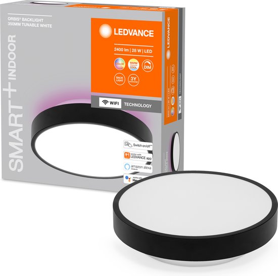 LEDVANCE Leuchte: für Decke, DEKORATIVE DECKENHINTERGRUNDLEUCHTE MIT WIFI TECHNOLOGIE / 28 W, 22-...24- V, Abstrahlwinkel: 11-, RGBTW, 3-65- K, Gehäusematerial: Metall, IP2-