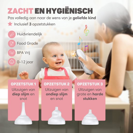 Vulpes Goods® BabyCare - Baby-Nasenreiniger - Baby-Nasenreiniger elektrisch - Nasendusche elektrisch - Nasenreiniger - Nasenwischer - Nasensauger - Große Batterie - USB C - PRO