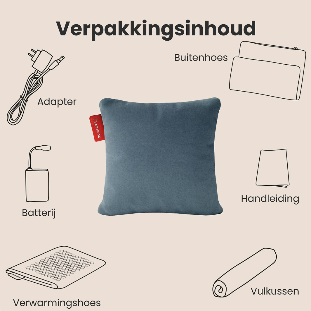 Auronic Elektrisches Wärmekissen Classic - Infrarot - Wiederaufladbar - 45x45 cm - Blau