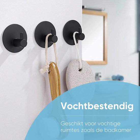 Trendfield Haken Selbstklebend - Handtuchhaken - 4 runde selbstklebende Haken - Hängehaken - Wandhaken - Klebehaken Handtuch - Handtuchhalter - Hängehaken - Schwarz