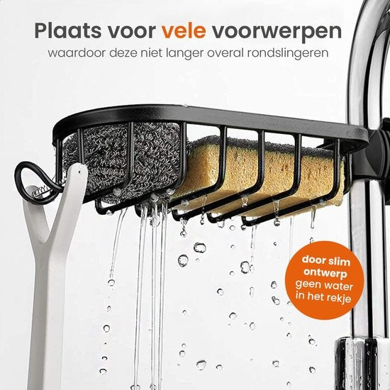 Goliving Duschregal hängend - Duschregal - Ohne Bohren - Küchenregal - Spülbeckenorganisator - Badezimmerzubehör - 19,5 cm - 2er Set - Schwarz