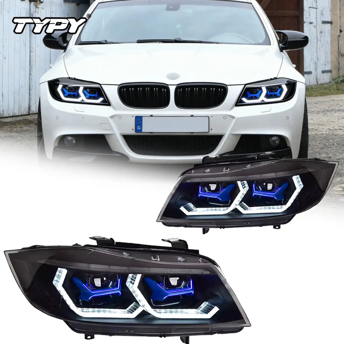 TYPY LED-Scheinwerferset für BMW 3er E90 2005–2012 – 2 Stück – Dynamisches Blinklicht