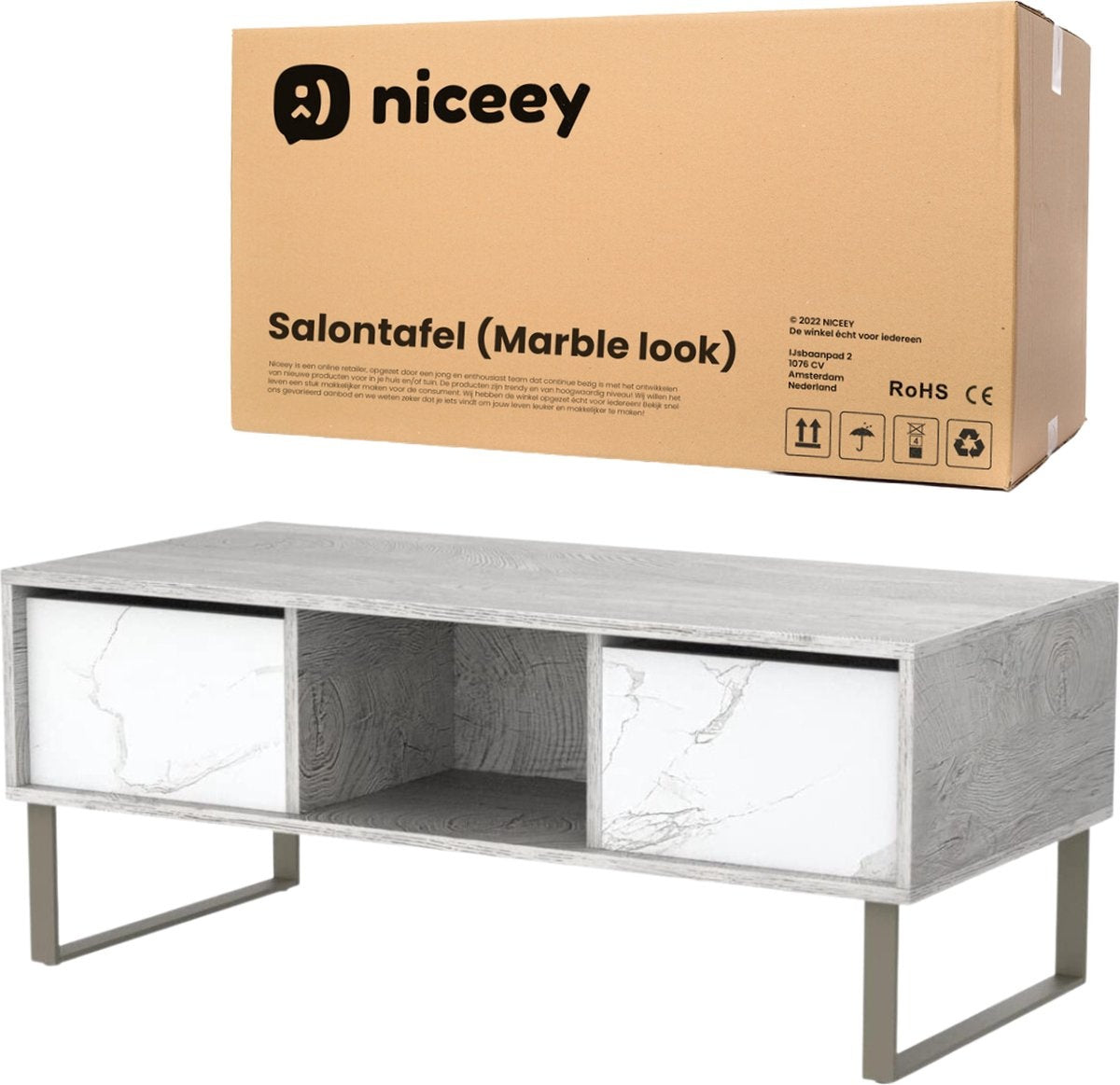 Niceey Salontafel - Koffietafel - Marberlook