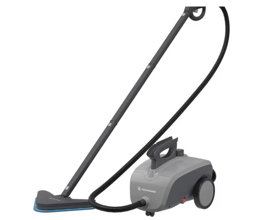 Techweise - TS1 Dampfreiniger (21 Zubehörteile) - 1500W, 45 Min Dampfzeit, 3.6 Bar Druck, 100°C - 40 x 28.2 x 33.5 cm - Kunststoff/Metall - Grau/Schwarz