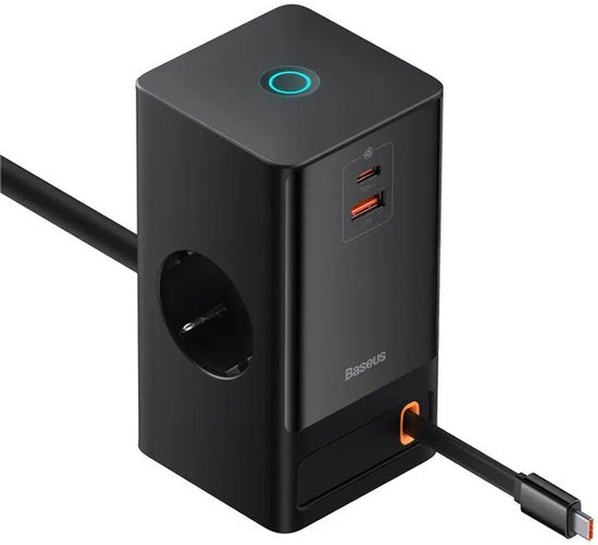 Baseus GaN 65-W-Schnellladestation mit AC/USB-C/USB-A, schwarz