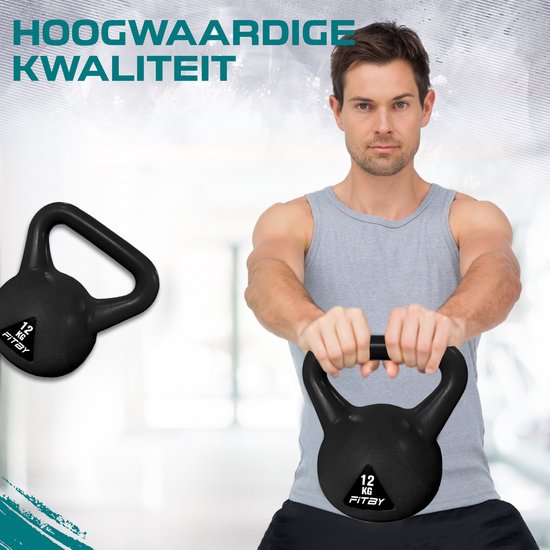 Fitby Kettlebell 12KG - Kettlebell - Fitness - Gewichte - Geeignet für CrossFit & Fitness - Fitness Training - Schwarz