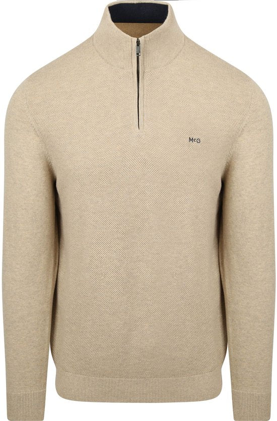 McGregor Half Zip Pullover Merinowolle Struktur Sand - Größe S - Männer - Pullover