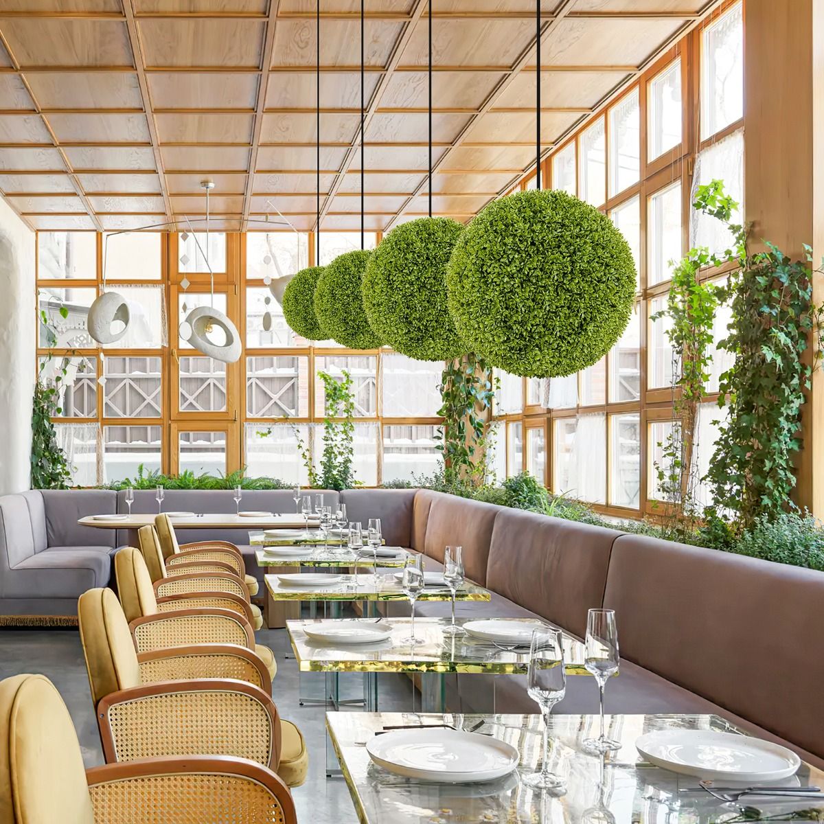 Coast 2 Stück Realistische Künstliche Buxusbirnen Ø 40 & 50 cm - UV- und wasserbeständig grün - Dekorative Buxuspflanzen für drinnen und draußen