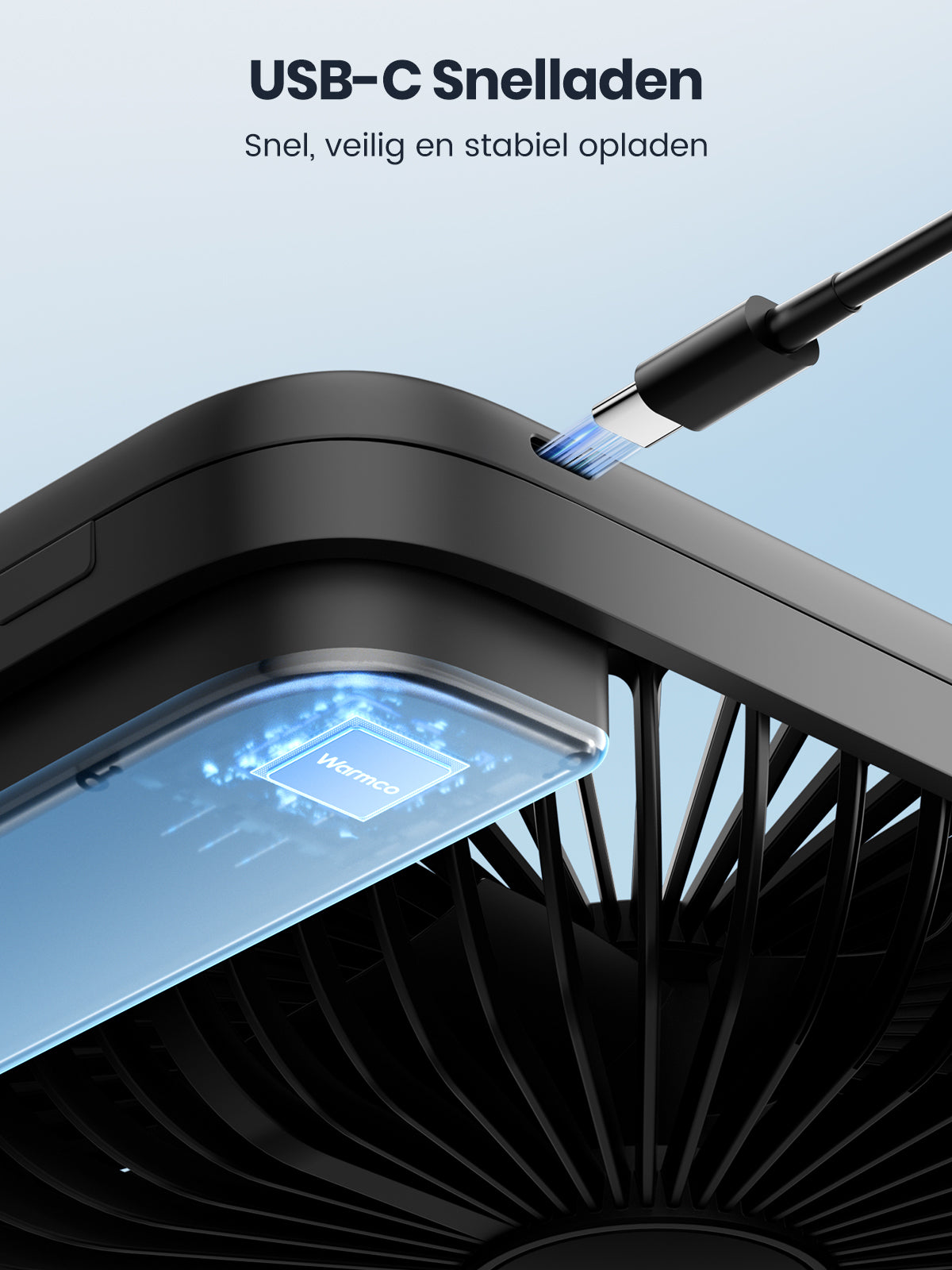 Warmco D3 tragbarer Ventilator – 7 Zoll – 10.000 mAh