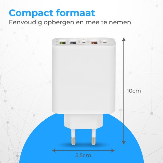 Nuvance - USB-Adapter - 5 Ports - USB-Stecker - USB-Ladegerät - Geeignet für jedes USB-Kabel - Weiß