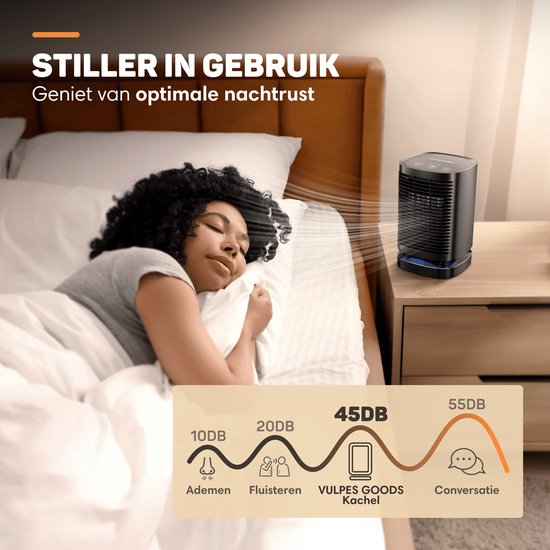 Vulpes Goods® Tech - Elektrischer Heizlüfter - Für Innenräume - Heizlüfter - Keramischer Heizlüfter - 3 Stufen - 950W - LED-Anzeige - Rotierend - Schwarz