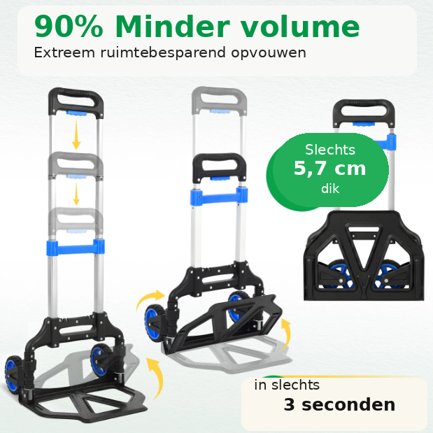 Sekey Klappbare Sackkarre aus Aluminium – 80 kg Tragkraft – 3,5 kg