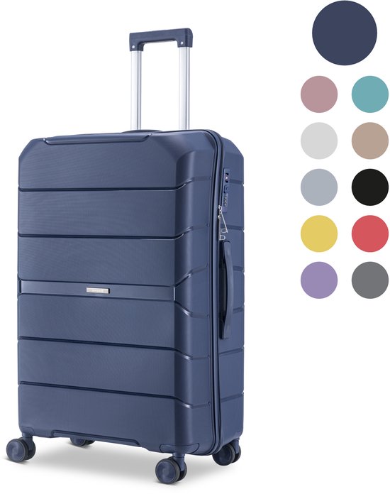 SKYCASES Urban Adventurer - Mittlerer Reisekoffer - Zahlenschloss - 44x27x66cm - 78L - Reisekoffer mit Kofferschloss - Spinner-Räder - Dunkelblau V2