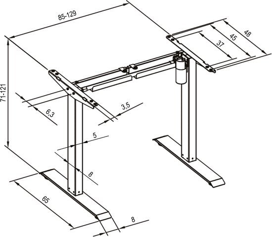 tectake - elektrischer Steh-Sitz-Schreibtisch - Tischgestell Piotr schwarz - verstellbar - Memory-Funktion - 402999