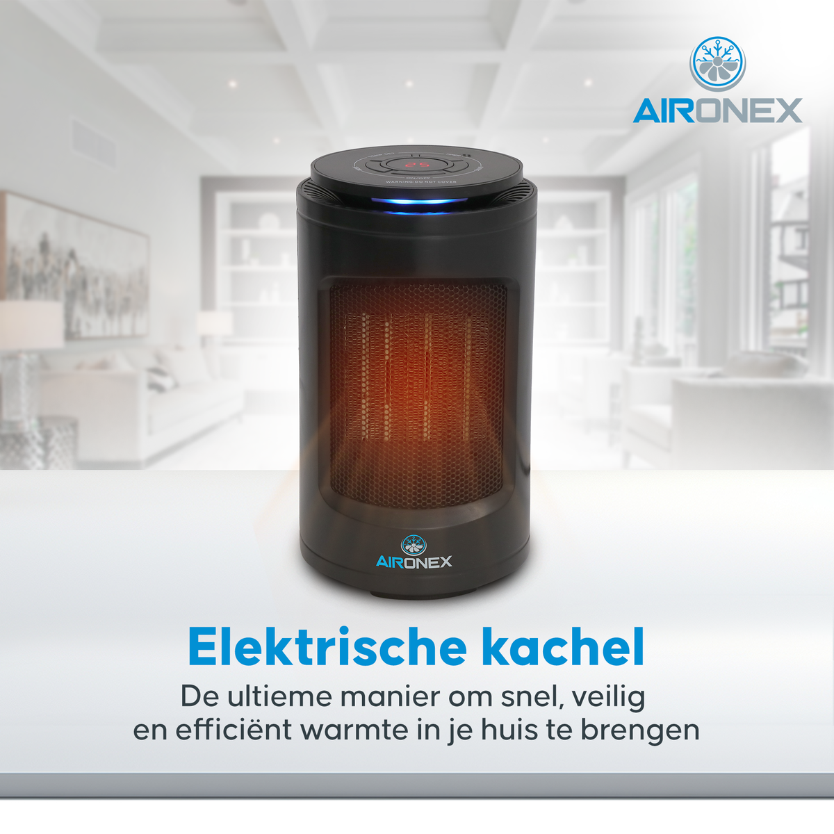Aironex - Keramikkocher - Modell K1000 - 1200 W - Mit Fernbedienung & LCD-Display - Fallschutz & Drehbar - Kunststoff - Schwarz