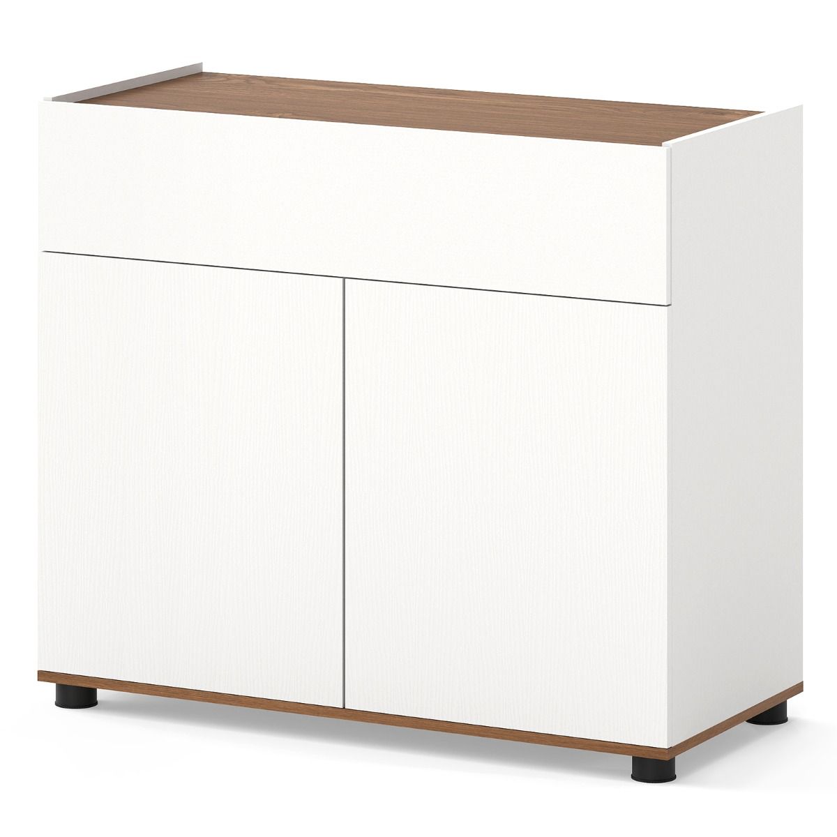 Coast Kommode mit Stauraum – Holzschrank mit einer Schublade und zwei Türen – schwarz/weiß – 80 x 35 x 70 cm