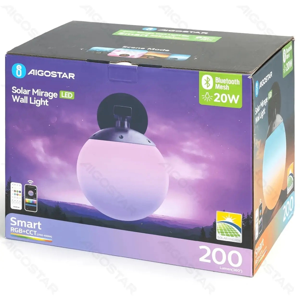 Aigostar Smart Solar-Wandleuchte – Bluetooth Mesh – RGBCCT – 20 W