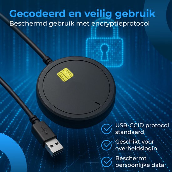 Nuvance ID-Kartenlesegerät – eID-Lesegerät Belgien – Für belgische Personalausweise, Bankkarten und Firmenausweise – USB-Kartenlesegerät