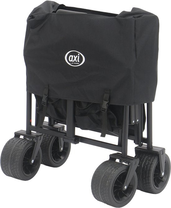 AXI SB221 Zusammenklappbarer Handwagen mit Dach – Schwarz – Mit Zugstange, Bremsen und Schutzhülle – 100 kg Tragkraft – Einfach zu transportieren – Metall