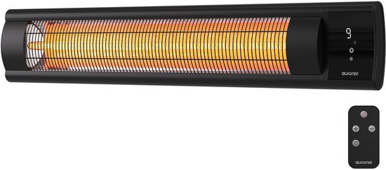 Auronic Terrassenstrahler - XL - Infrarotheizung - Elektrisch - 25m2 - 3000W - Fernbedienung - 9 Stufen - Schwarz
