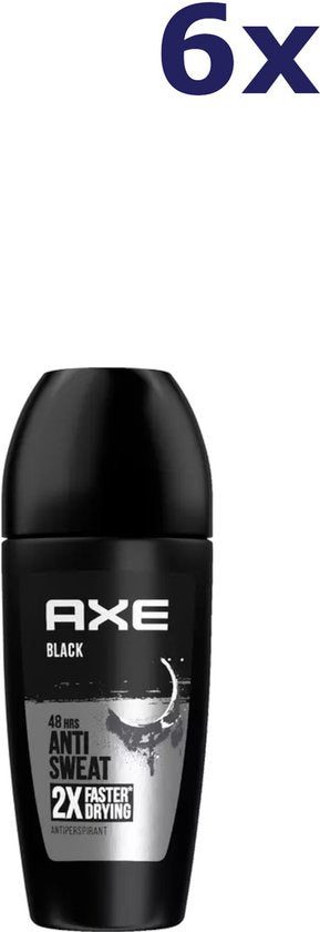 Axe Deodorant Men – Roll-On – Schwarz – 6 x 50 ml – Vorteilspackung