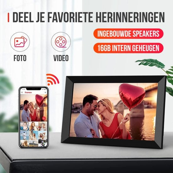Strex Digitaler Fotorahmen mit WiFi - 10,1-Zoll-Touchscreen - Frameo Software über App
