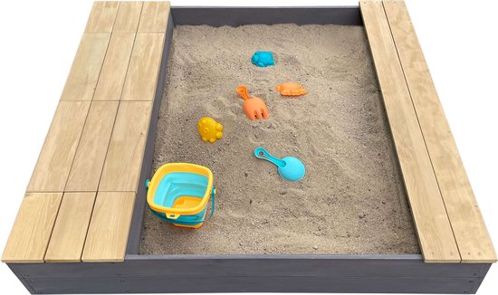AXI Evy Sandkasten mit Wasserbecken und Stauraum Grau/Braun – inklusive Zubehörset