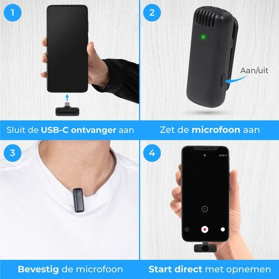 Nuvance - Drahtloses Mikrofon - 2 Stück mit Ladekoffer - Tie Pin Mikrofon - Usb C - Lavelier Mikrofon - Plug & Play